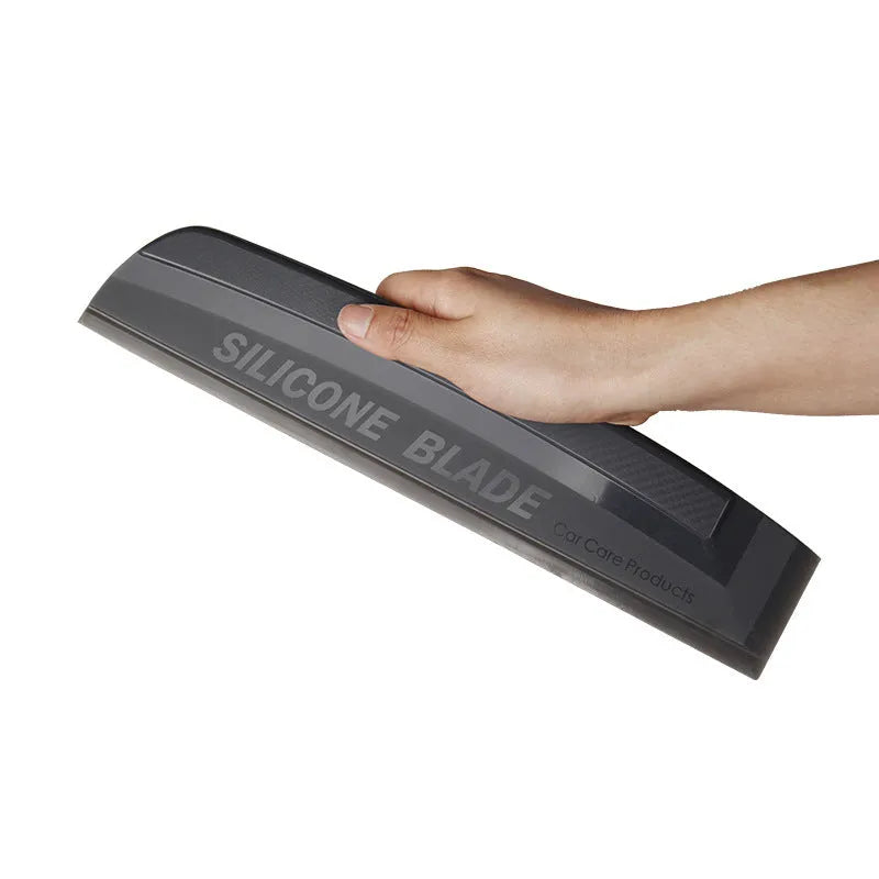 One-piece black silicone car wash wiper with flexible handle, model DM-094, 33.5 cm long