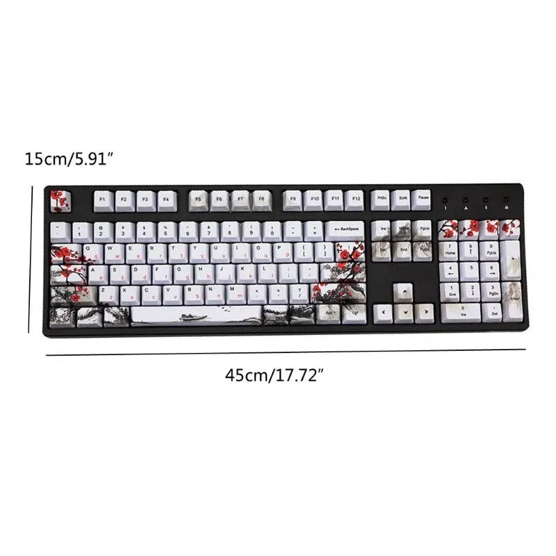 PBT Wangjiang plum blossom theme mechanical keyboard keycap set with 109 keys in OEM height profile