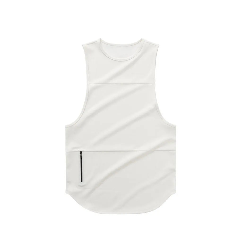 Men's sports vest in quick-dry cotton blended fabric, summer fitness running top, black light board colour