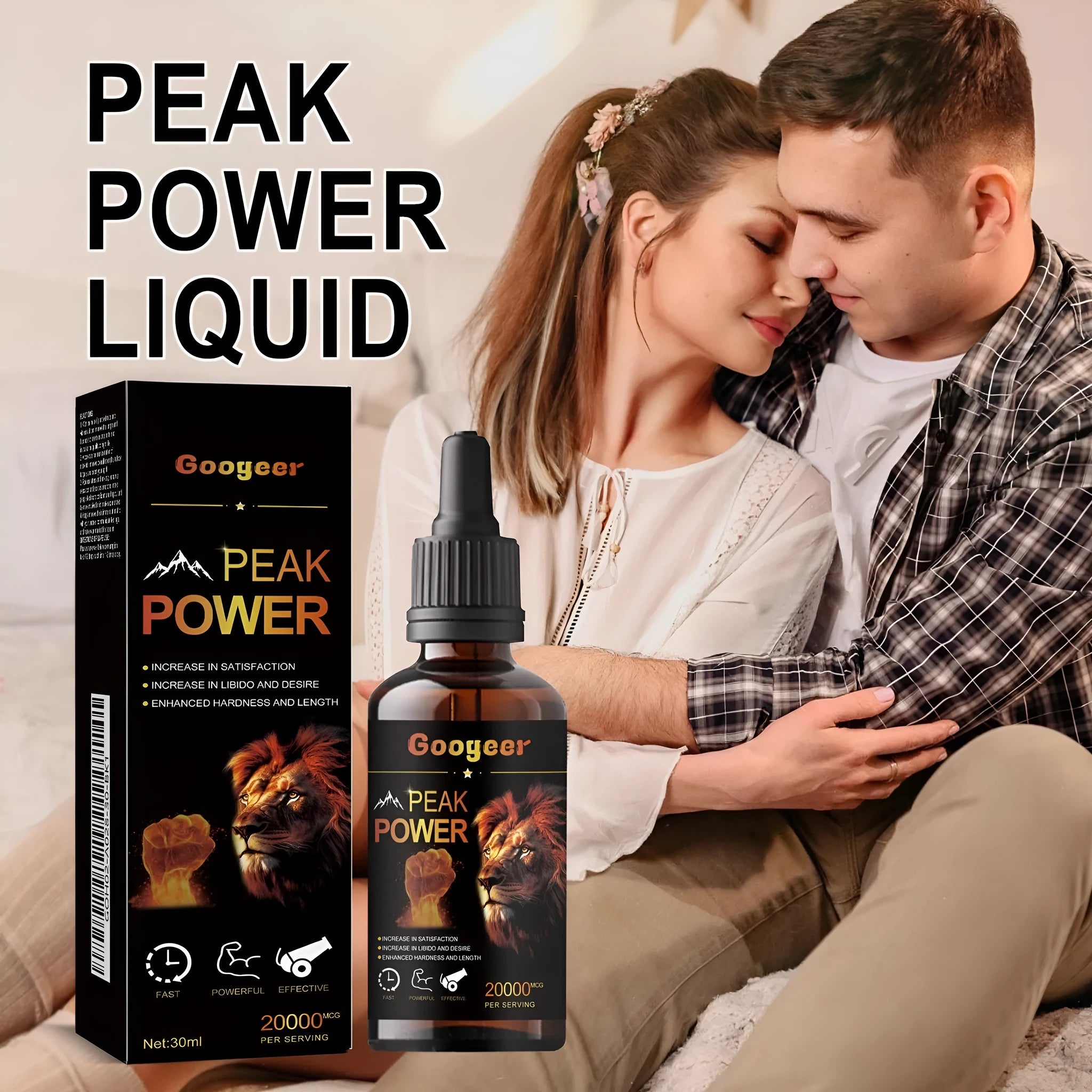 Googeer Peak Power 30ml liquid energy supplement bottle for adult health and wellness support