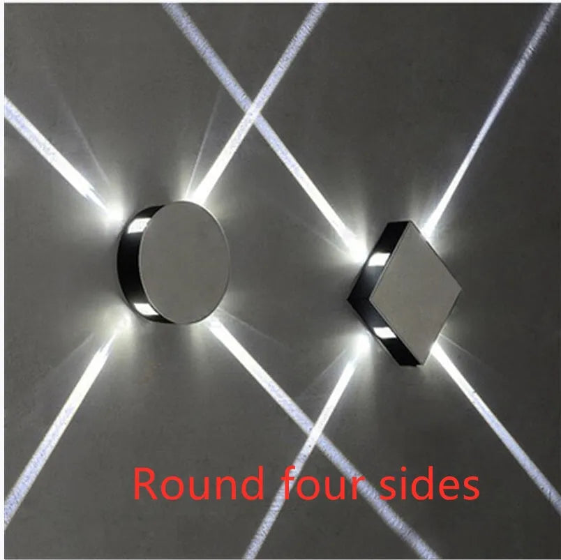 Square and round modern LED wall light with aluminium body and iron lampshade