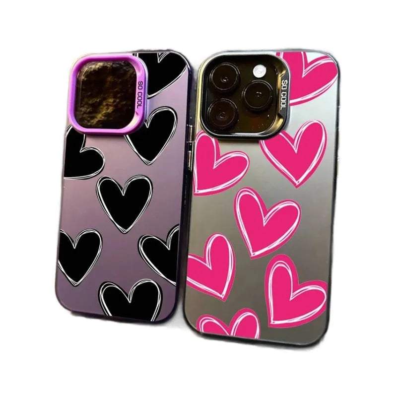 Heart mobile phone shell PC laser love pattern gray case for Apple iPhone models