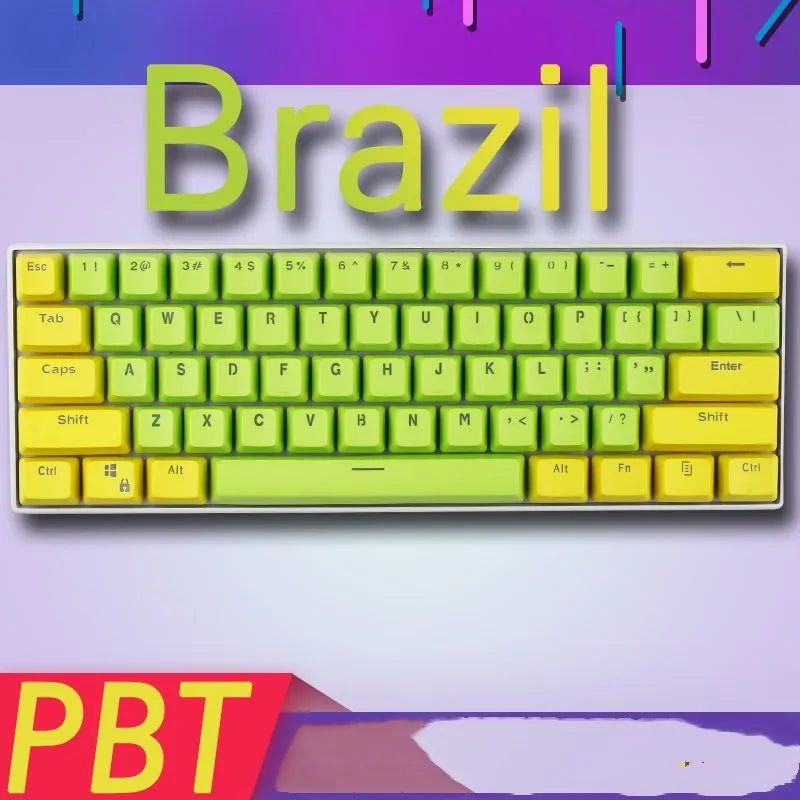 PBT transparent keycap set with OEM height profile and two-shot injection light-transmitting characters for 60% mechanical keyboards