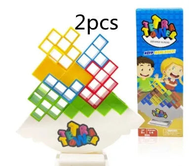 Plastic balance stacking game with 16 colourful blocks on chassis base for kids age 3+