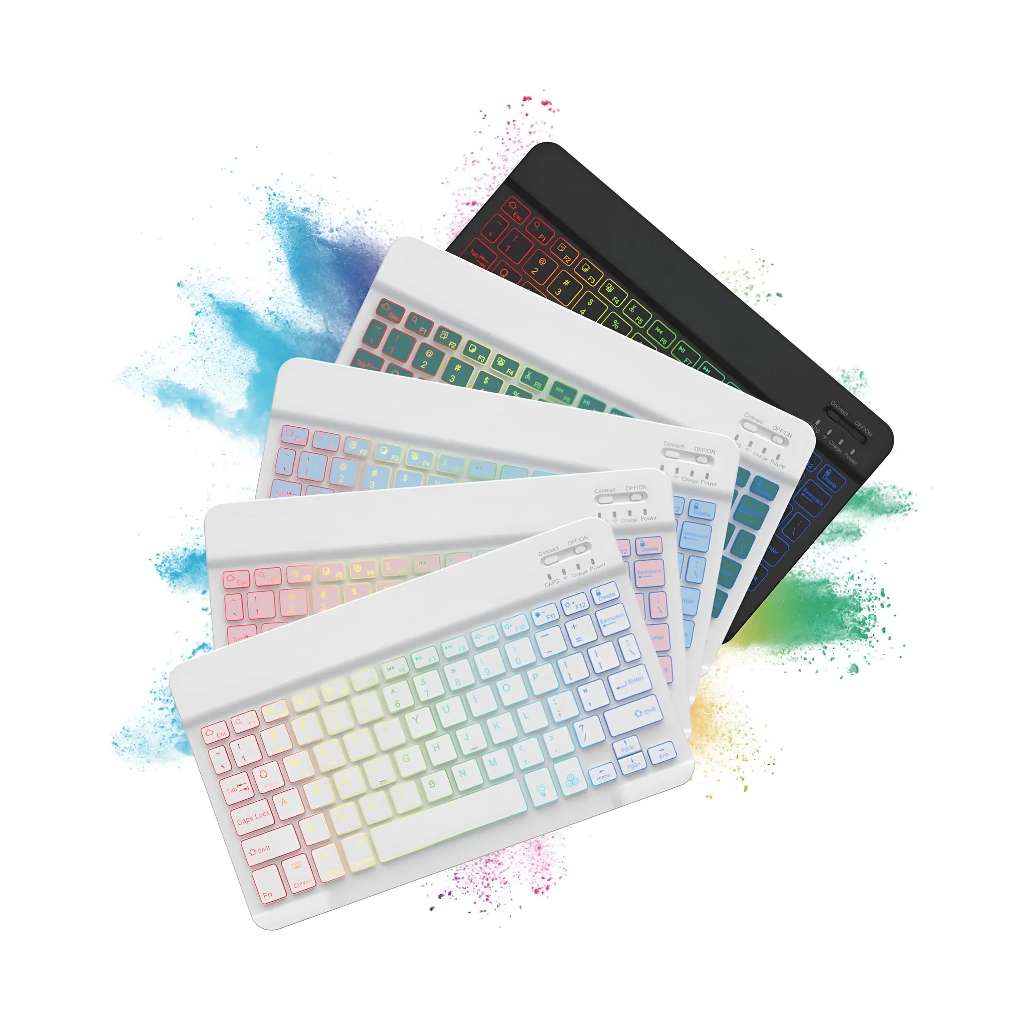 10-inch backlit Bluetooth wireless keyboard for tablets with colourful RGB lighting