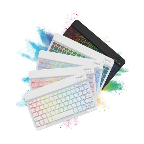 10-inch backlit Bluetooth wireless keyboard for tablets with colourful RGB lighting