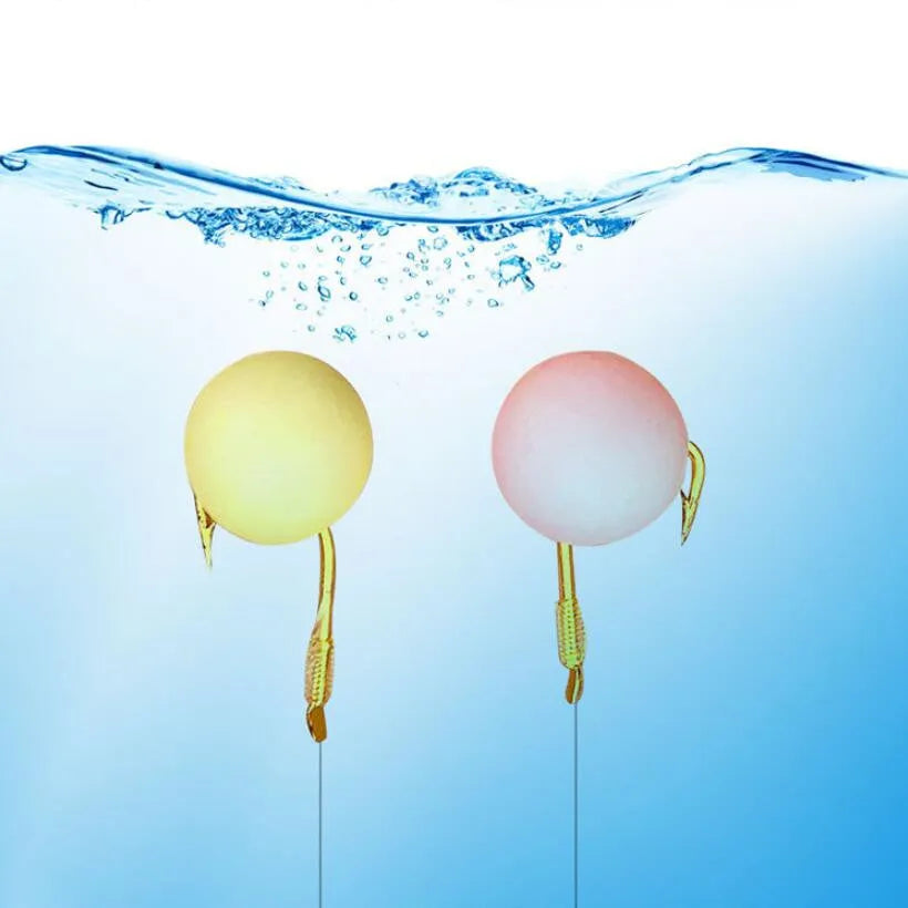 European style floating foam bait silo beads for carp fishing, yellow fruit sweet and pink smell, 4-6mm and 7-9mm grain sizes