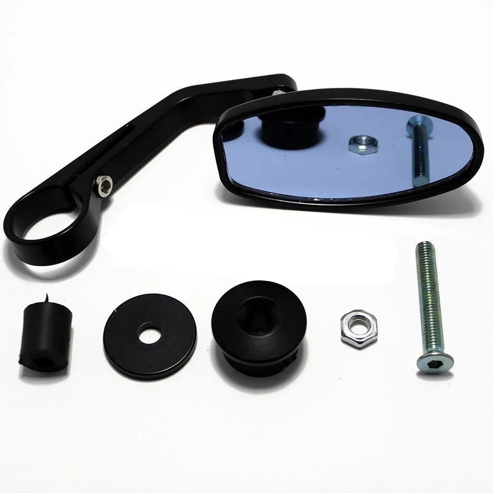 Motorcycle refitting rearview mirror with aluminium alloy body and blue glass on handlebars