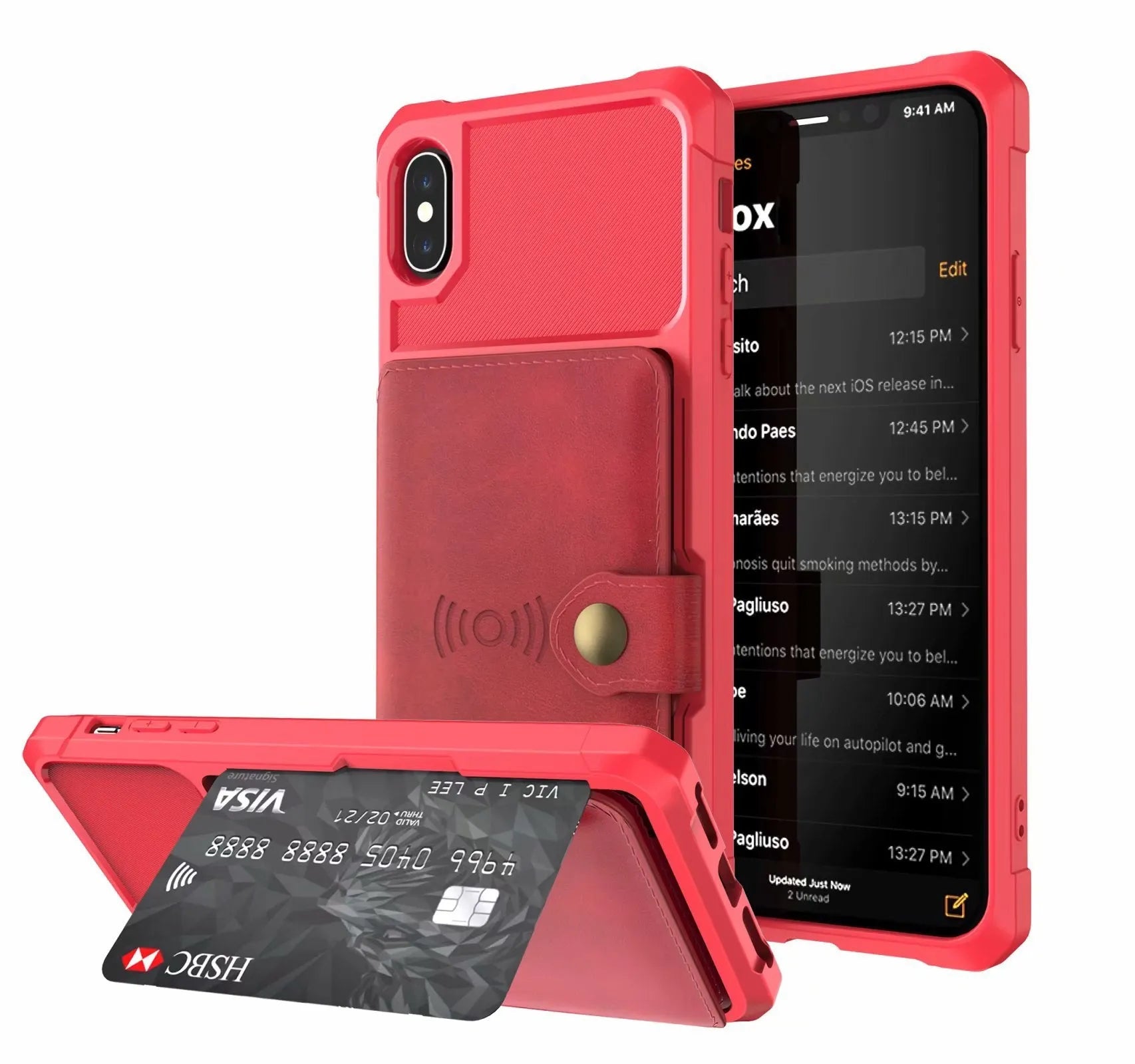 Geometric pattern PU leather mobile phone case in multiple colour options for iPhone and Samsung smartphones