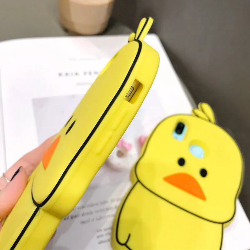 Green silicone phone case with cartoon animal design for Apple iPhone showing back cover