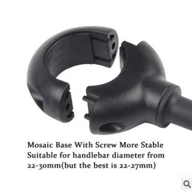 Black metal bicycle rearview mirror with hose adjustment mechanism for handlebar mounting