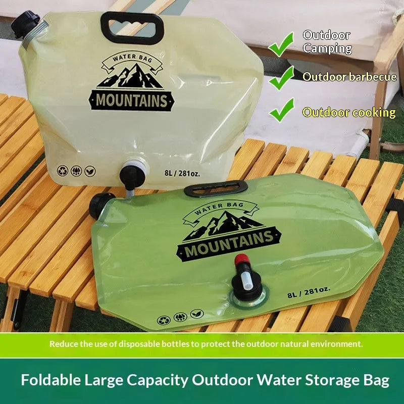 Outdoor water storage bag thickened car portable 8L capacity waterproof fabric for hiking camping