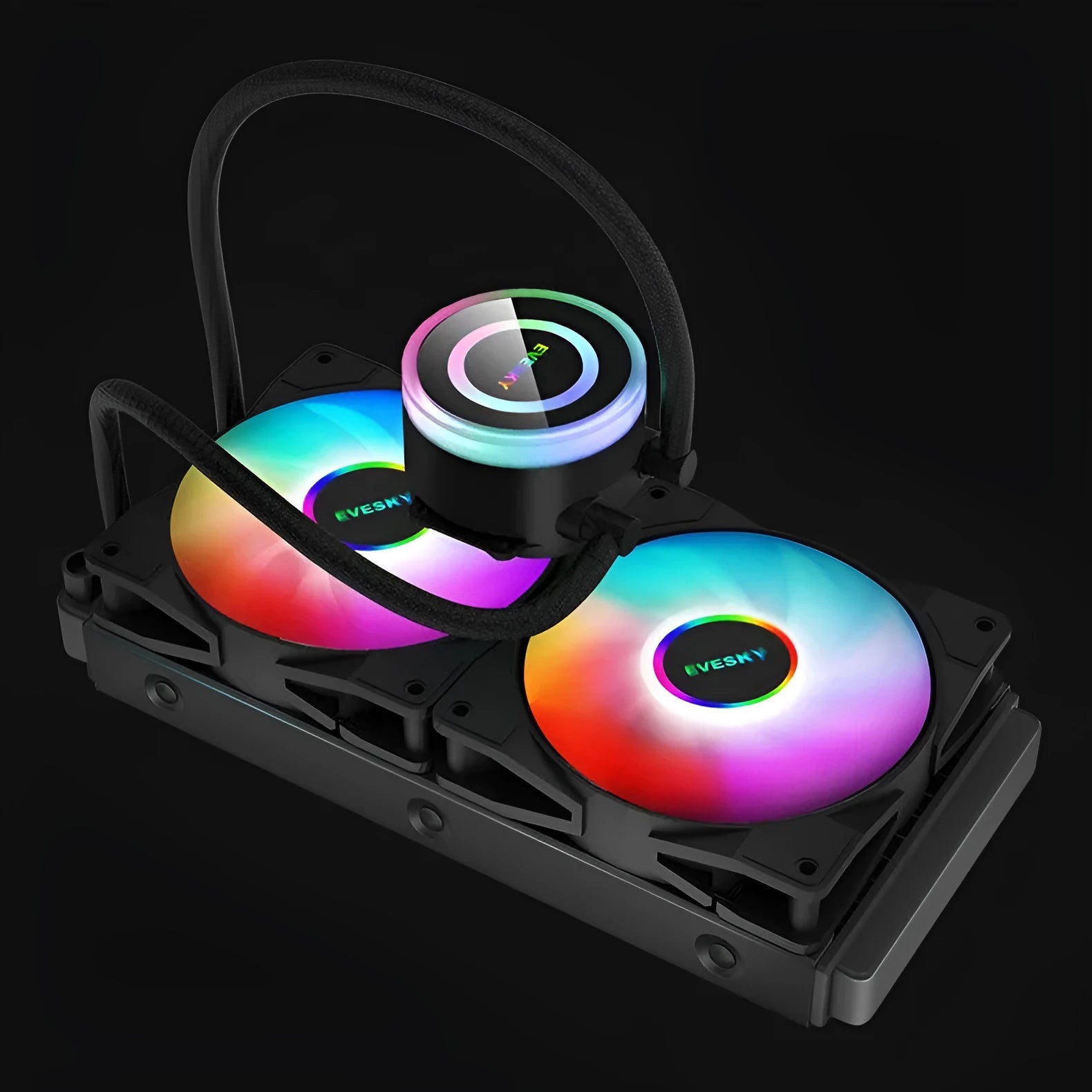 Aluminium CPU radiator with RGB fans in 120mm, 240mm, and 360mm size options