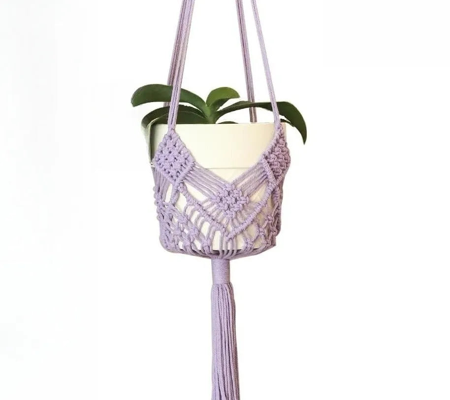 Hand-woven polyester cotton flower pot cover in brown colour with textured surface
