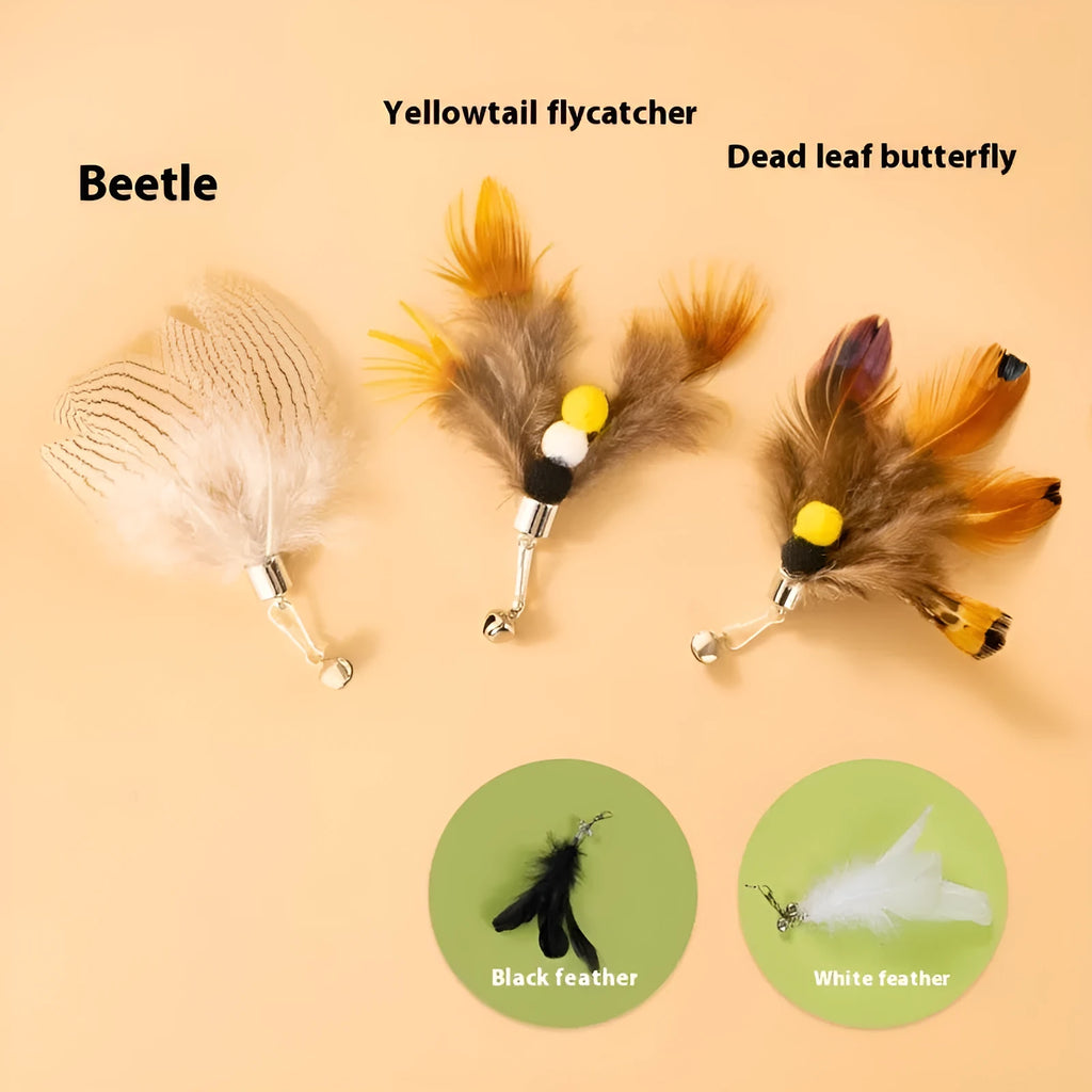 Three steel wire cat toy replacement heads with little flying insects designs
