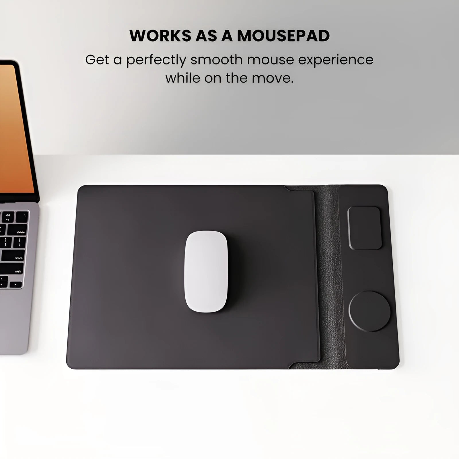 S97 wireless charger laptop bag in black, 50x28cm, with 15W fast charge panel for 16 inch laptop