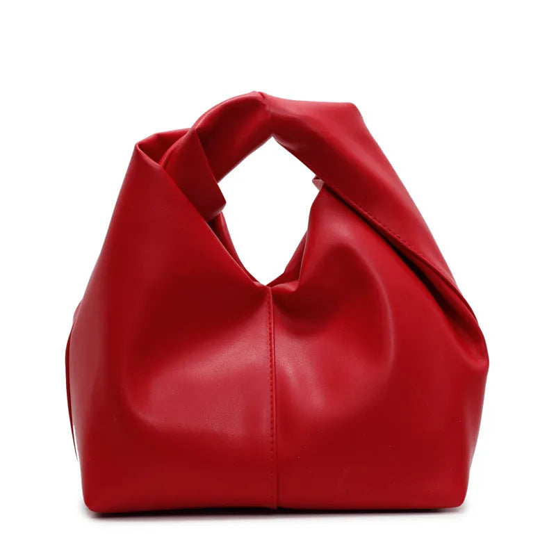 Casual dumpling-shaped women's PU shoulder bag in multiple colours showing internal phone and file pockets.