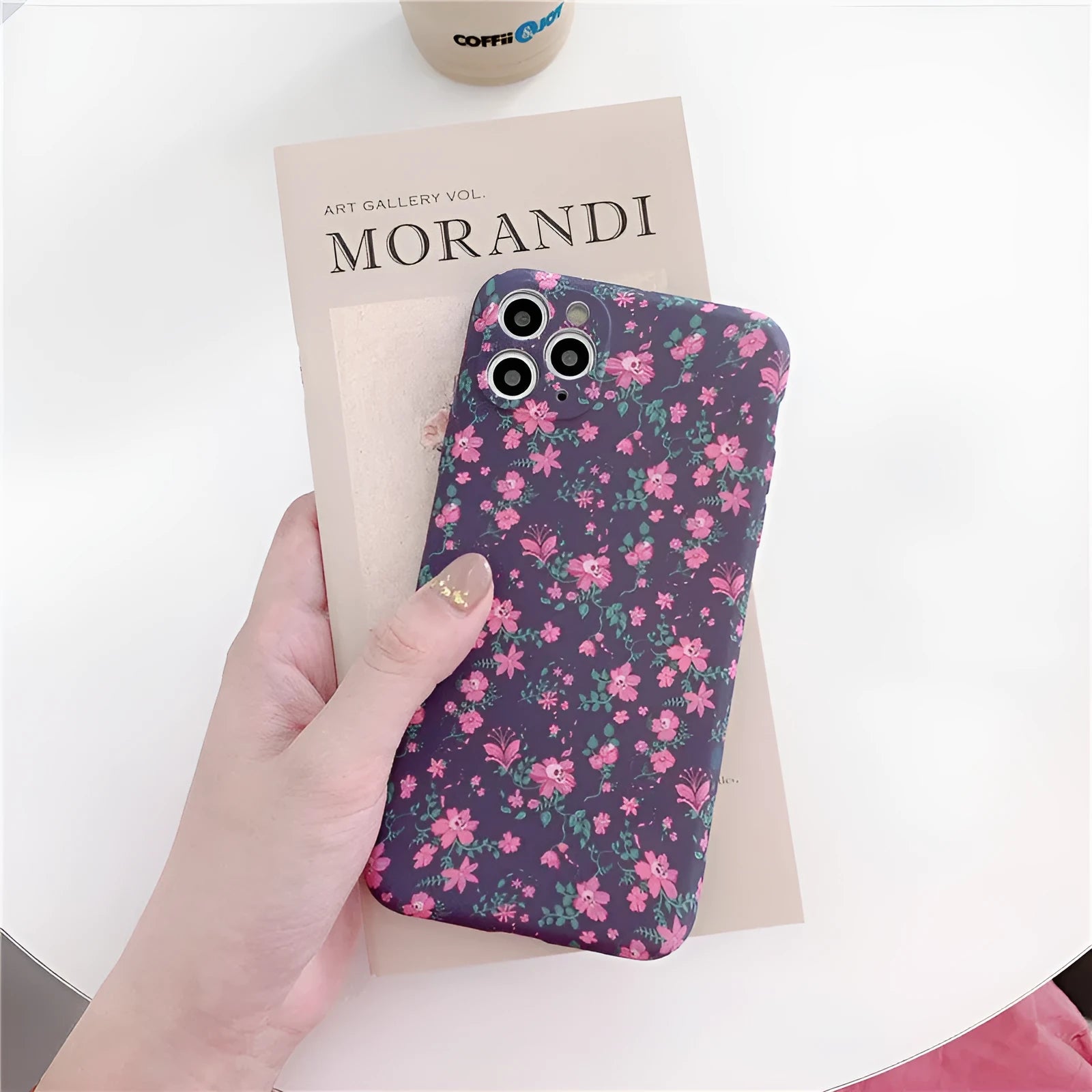 TPU floral phone case with broken flower print in navy blue for Apple iPhone XS