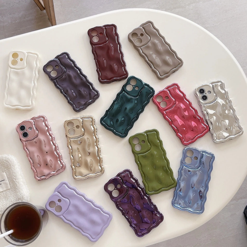 Water ripple TPU phone case for iPhone 17 Pro Max with electroplated meteorite finish and three-dimensional wave pattern
