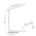 White USB rechargeable bedside lamp with touch dimming controls for children's bedroom