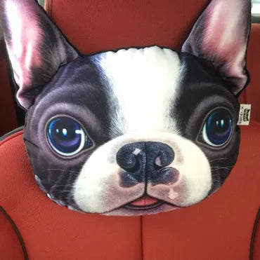Cat lovers oblong car headrest pillow with cartoon cat print and removable cover for seat support