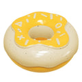 Pink TPR donut-shaped dog chew toy with raised dental cleaning nodules and squeaker inside