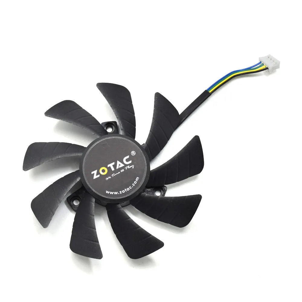Black square 85mm computer cooling fan with 4-pin connector for graphics card