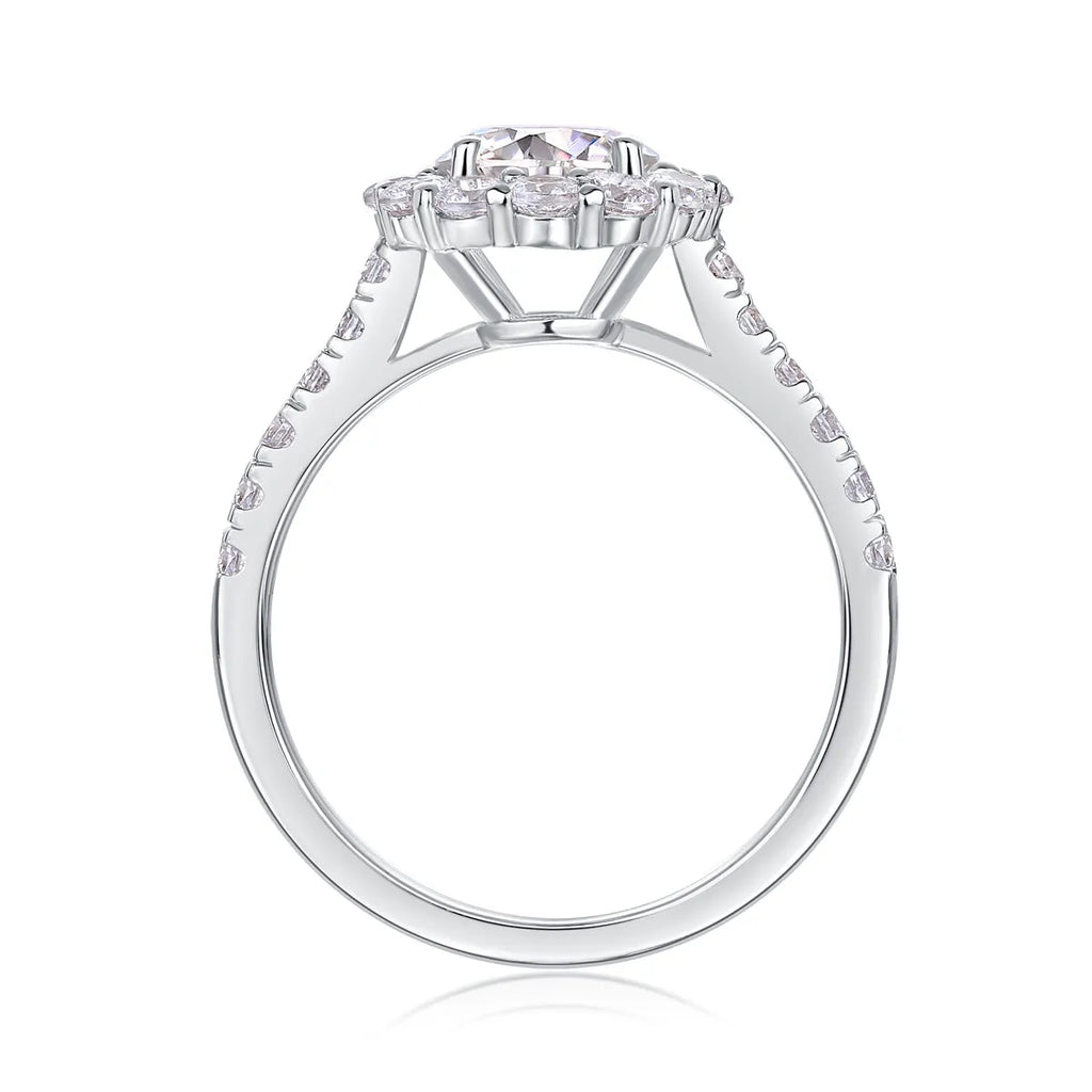True Love 1-carat moissanite wedding ring set S925 silver platinum-plated in gift box with GRA certificate