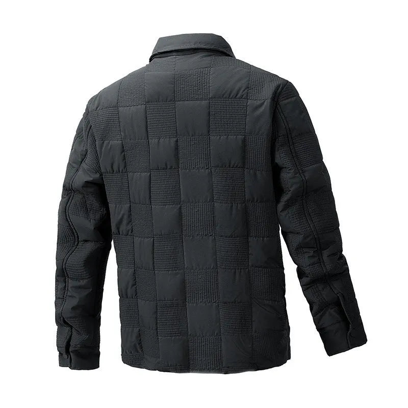 Men's quilted cotton casual shirt jacket with polo collar and wool lining in multiple colour options