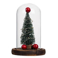 Green glass-cover Christmas tree LED light on USB base with simulation pine interior