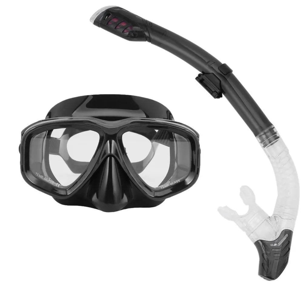 Anti-fog diving goggles with PC frame and silicone mouthpiece in four colour options