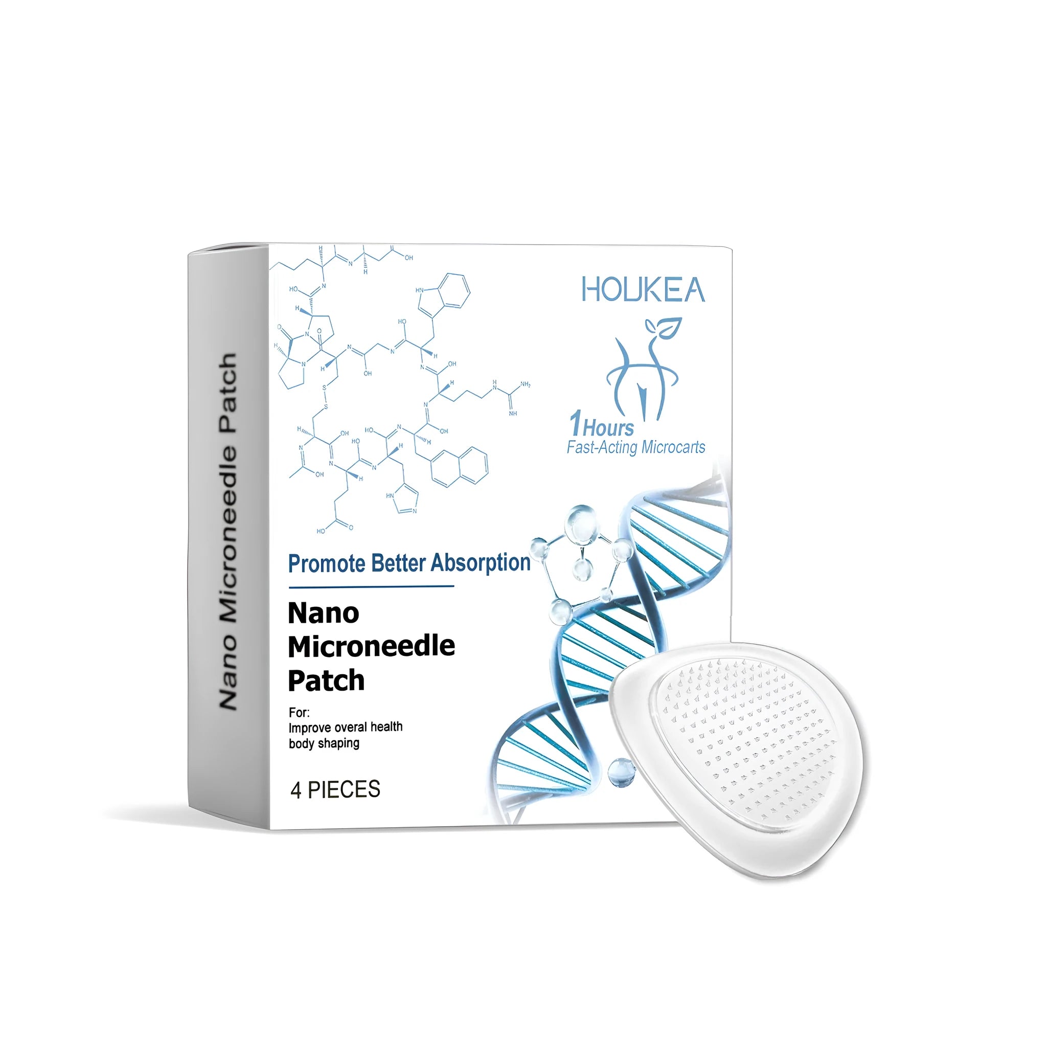 Four nano microneedle skincare patches in a pack with botanical ingredients