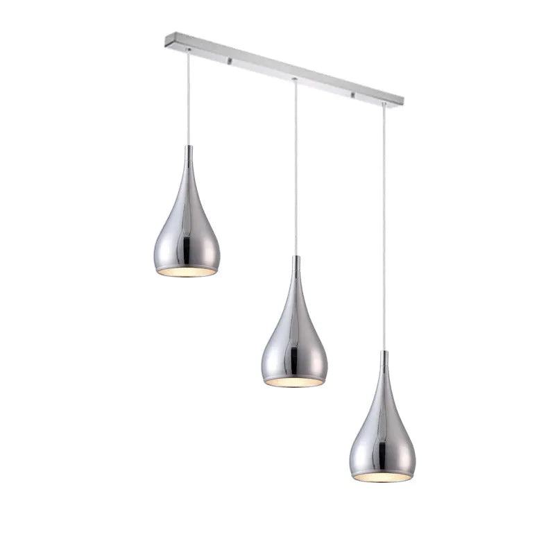 Minimalist iron chandelier pendant light in black finish with three bulb heads.