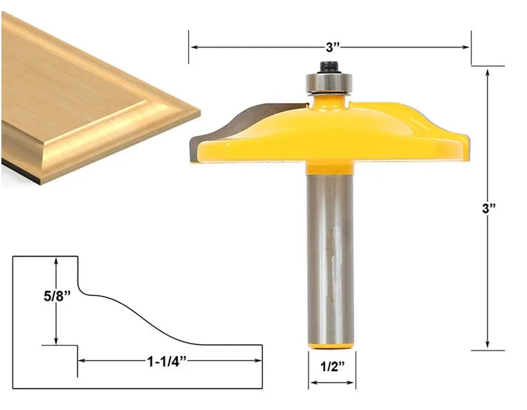 3-piece hard alloy forming cutter set with 25.4mm blade length, 42mm diameter, and 12.7mm shank for woodworking