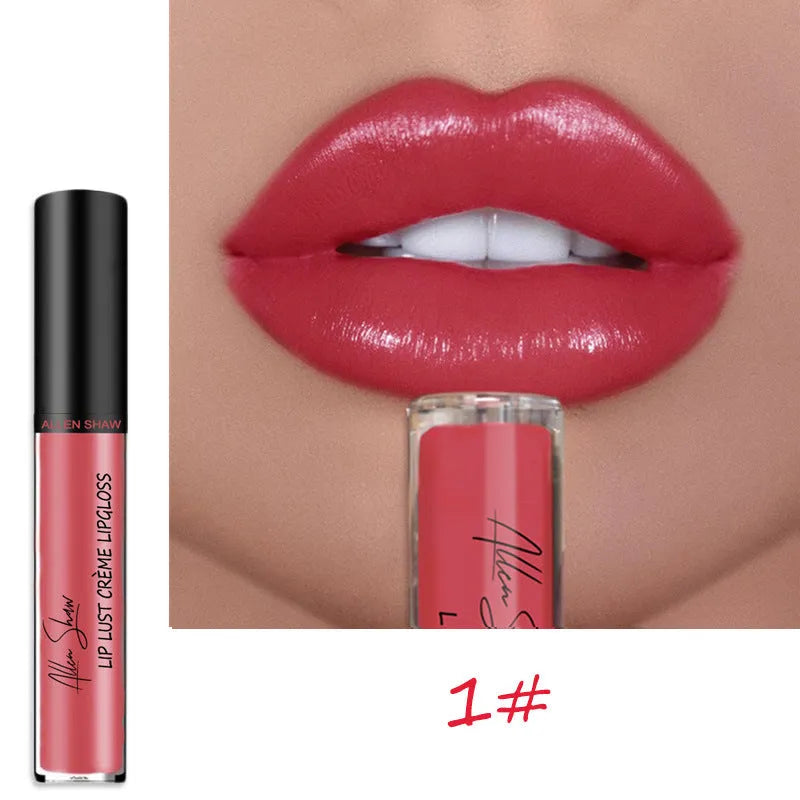 Allen Shaw Cream Lip Glaze matte velvet liquid lipstick in 12 colour options, lightweight and waterproof
