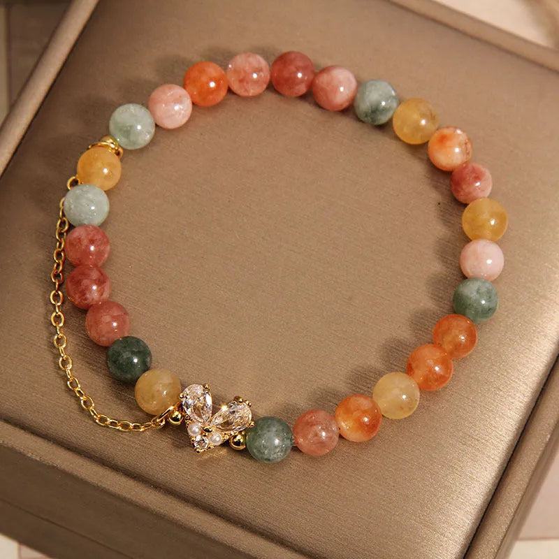 Women's Fu Lu Shou crystal bracelet with a cartoon-style V-shaped zircon charm.