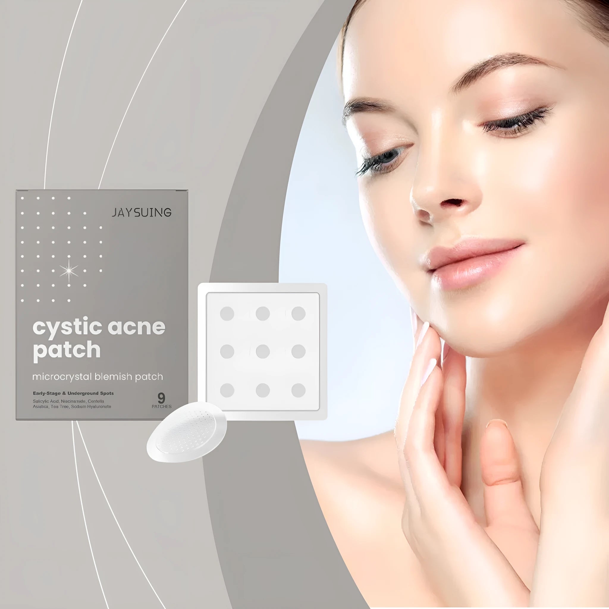 Nine acne repair microneedle patches with tea tree oil and Centella asiatica for spot treatment