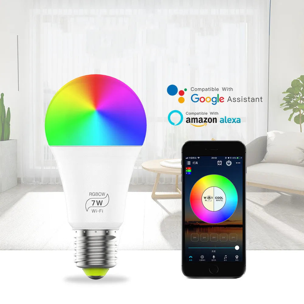 LED smart WiFi bulb compatible with Alexa and Google Home voice control