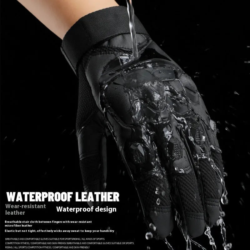 Men's black tactical training full finger gloves with touchscreen fingertips and knuckle protection