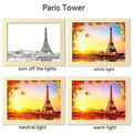 LED luminous USB picture frame night lamp showing City Fireworks design with 8 inch frame on bedside table