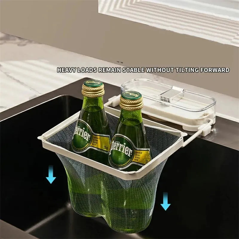 Dark green gold kitchen sink strainer with suction cups and fine mesh filter pocket