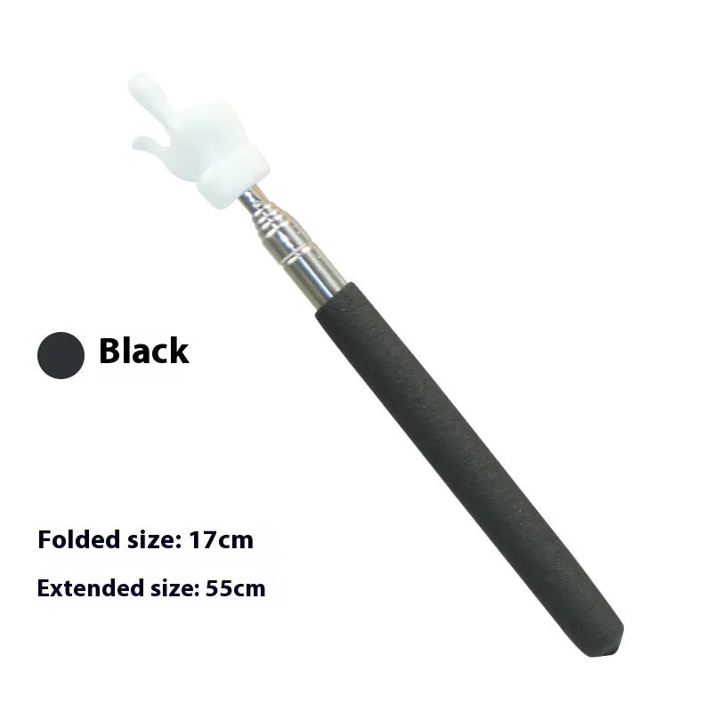 Retractable stainless steel baton children's finger reading teaching pointer in black and white fingers colour