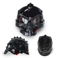 Double-sided changeable skull motorcycle helmet in ABS construction showing colour options