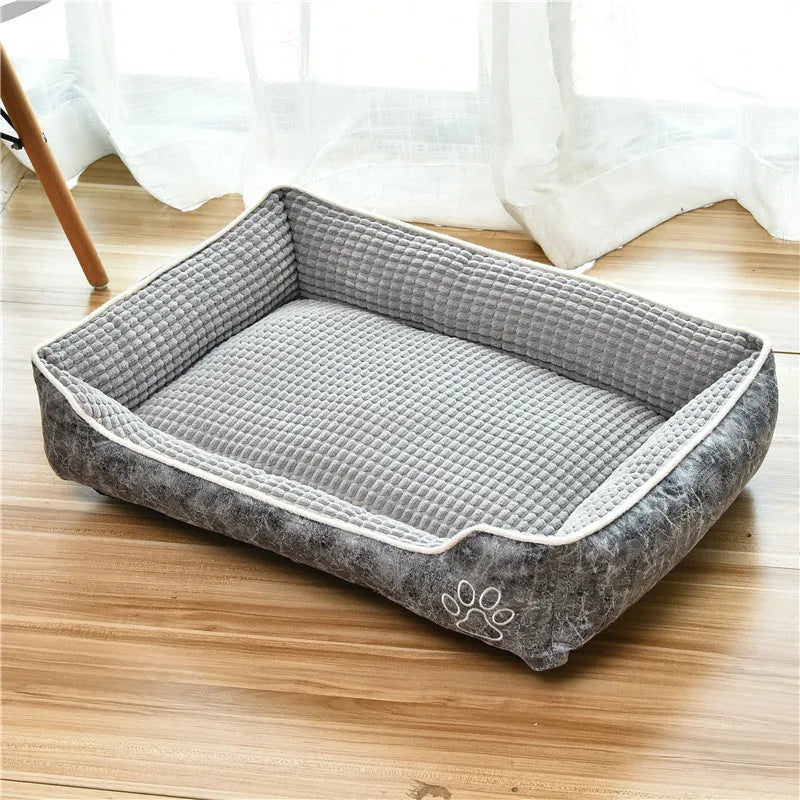 Four Seasons Universal removable flannel dog bed in grey, size M 50x40x20cm