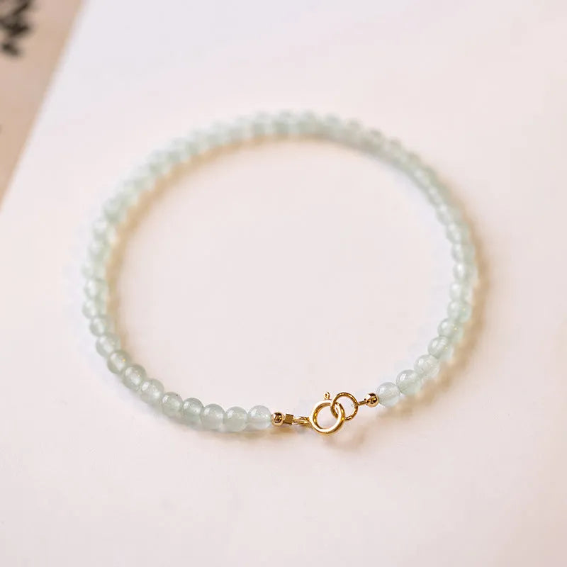 Handmade green aventurine jade bracelet with 3mm beads in vintage style for women