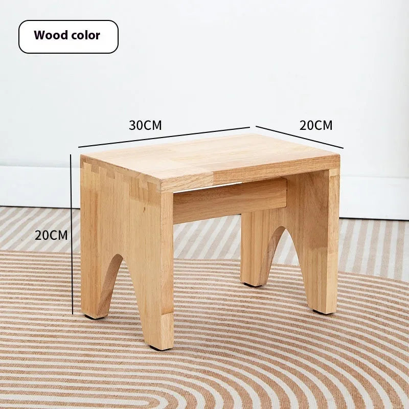 Solid wood household shoe changing stool with distressed finish and bracket structure