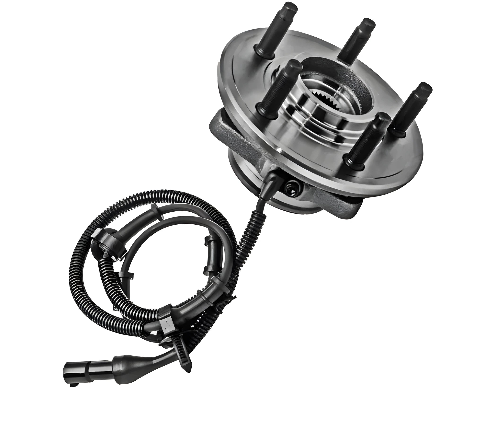 Black bearing steel wheel hub assembly for Ford Explorer with OE part numbers 515050 BR930456 1L24-1104AC 4L2Z1104AA