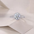 Life Theater 2 carat moissanite wedding ring set S925 silver platinum plated on white background