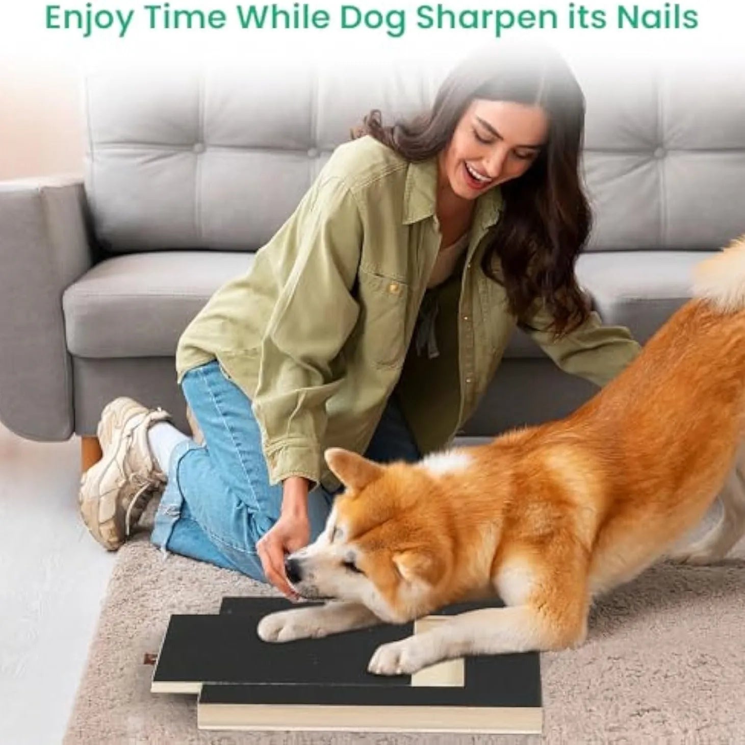 Dog nail scratch board with treat box made from wood for pet nail care
