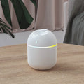 USB mini humidifier with colour light and water drop design in white plastic